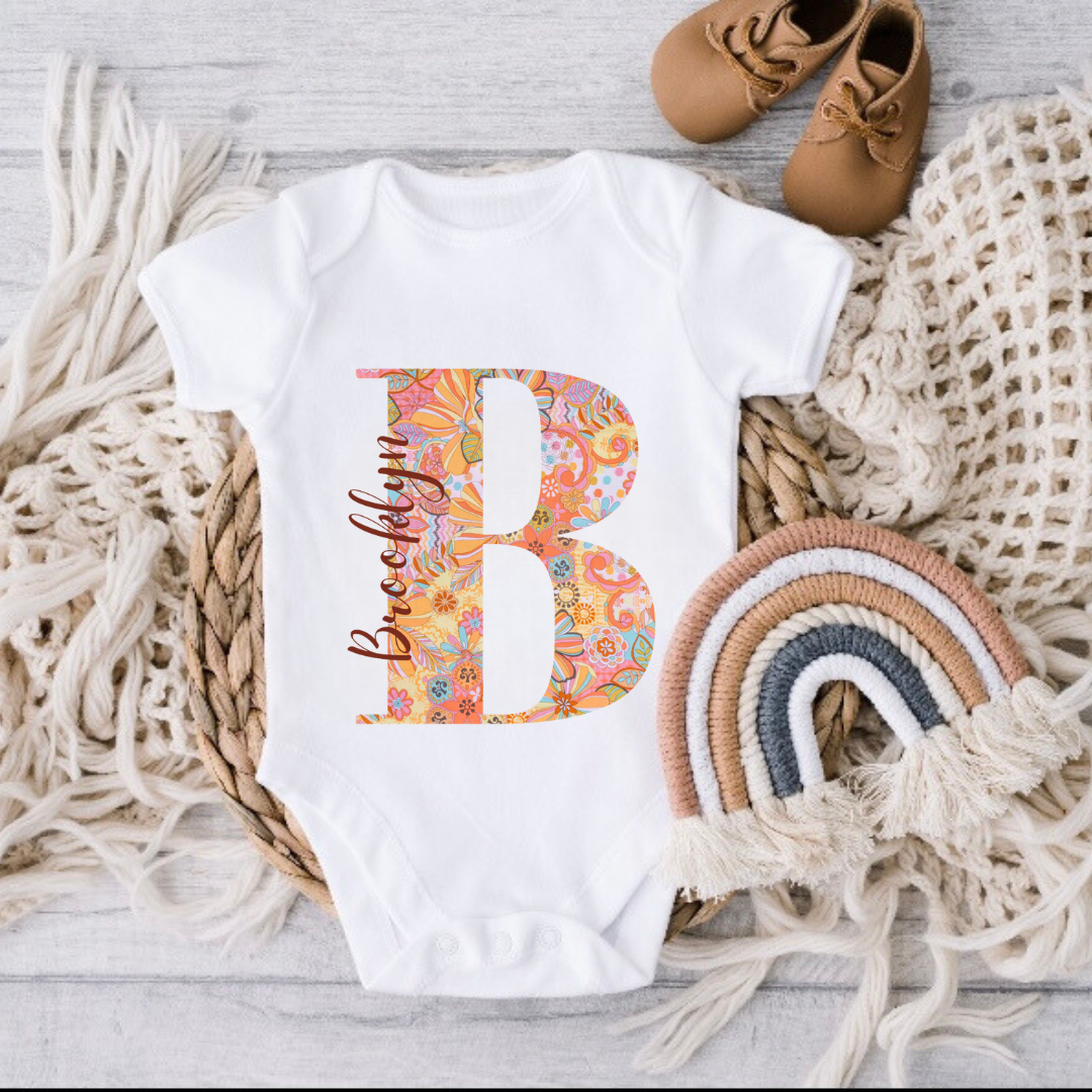 Custom Retro Flower Initial