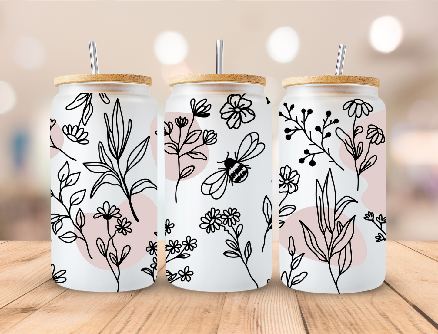 Minimalist Bees and Flowers