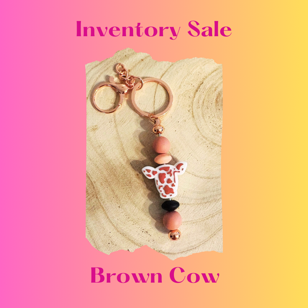 Cow Beaded Keychain